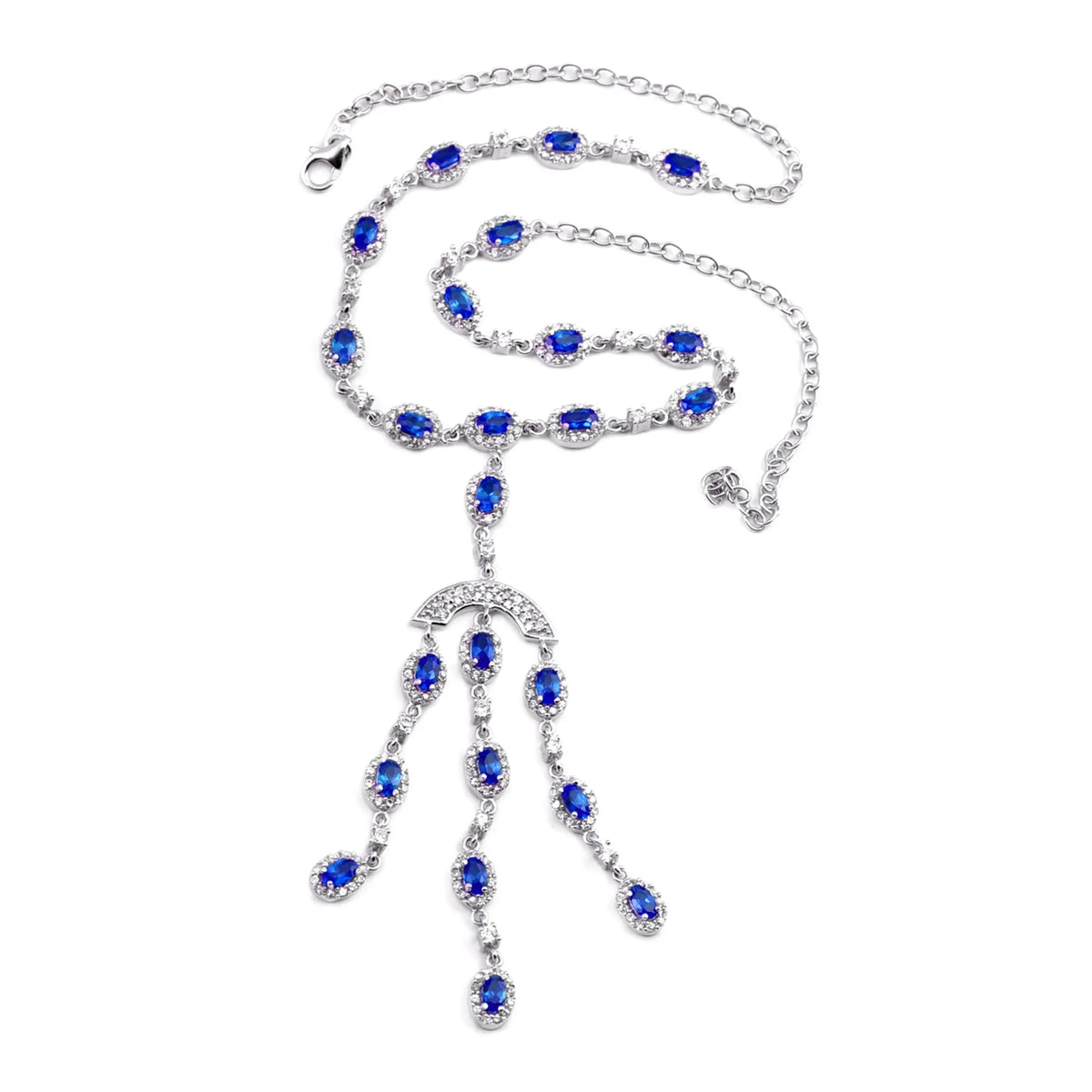 Collette Z Sterling Silver Blue Cubic Zirconia Dangle Necklace