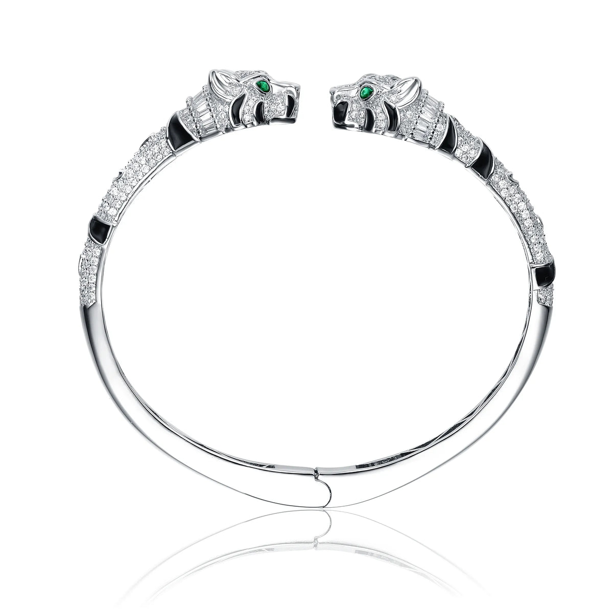 Collette Z Rhodium Plated Panther Bangle Bracelet