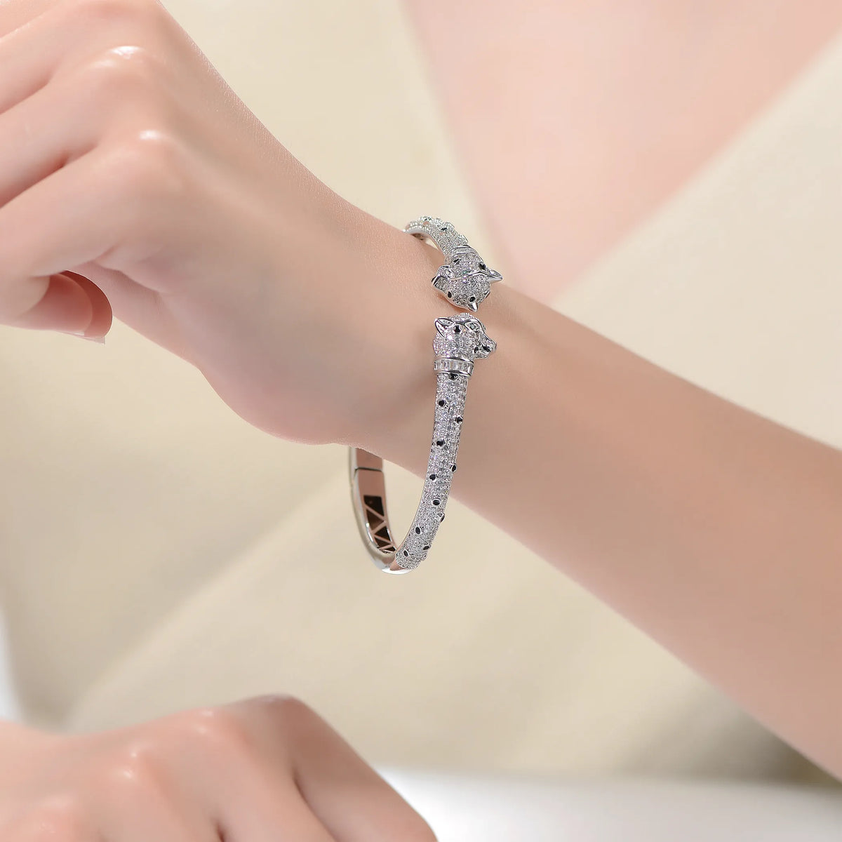 Collette Z Rhodium Plated Fauna Bangle Bracelet