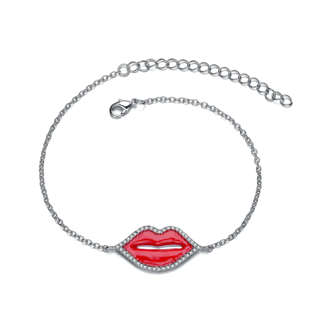 Collette Z Cubic Zirconia Red Lips Fashion Necklace