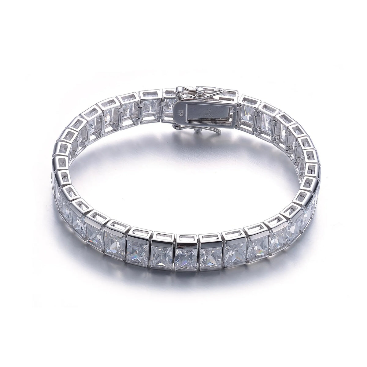 Collette Z Sterling Silver Cubic Zirconia Princess-cut Tennis Bracelet