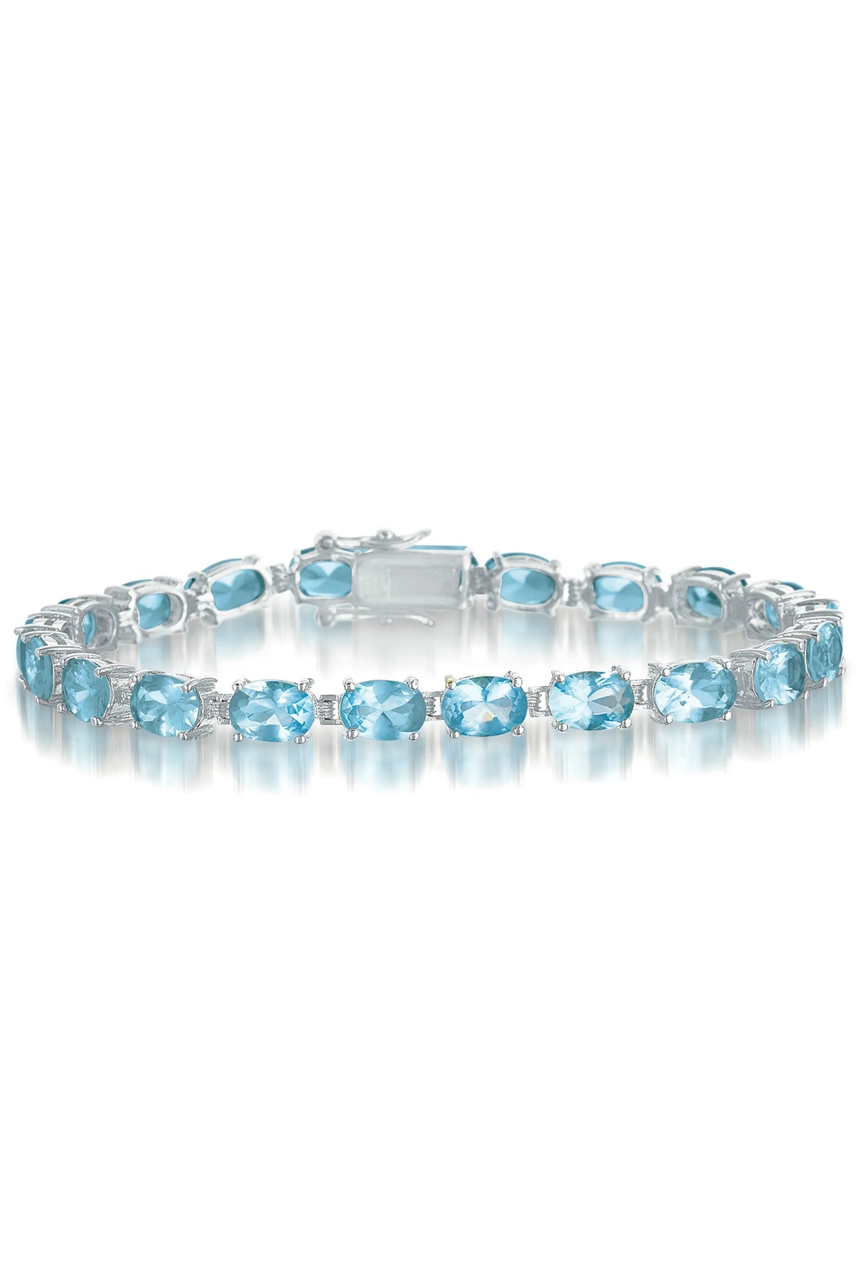 Collette Z Sterling Silver Cubic Zirconia White and Blue Cubic Zirconia Tennis Bracelet