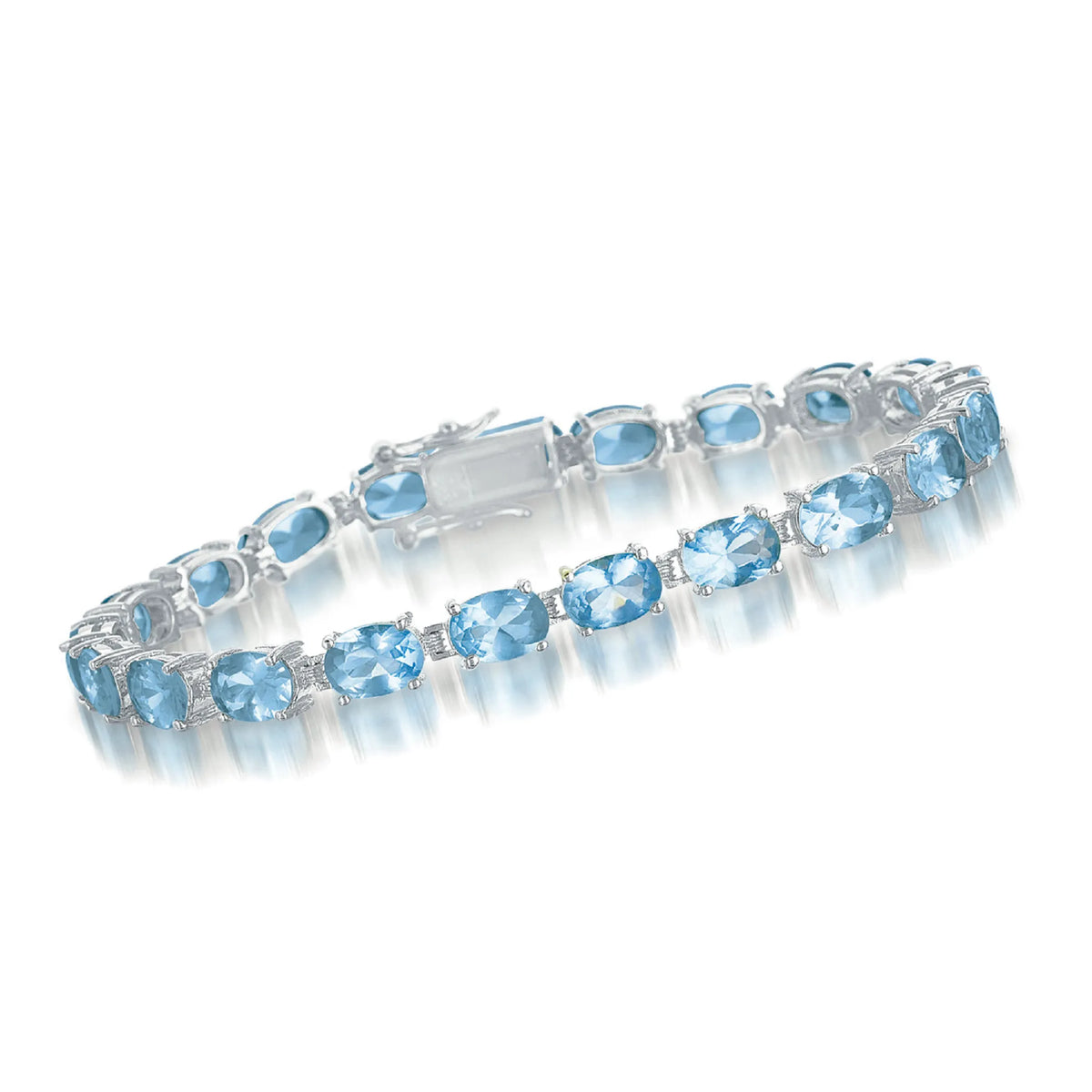 Collette Z Sterling Silver Cubic Zirconia White and Blue Cubic Zirconia Tennis Bracelet