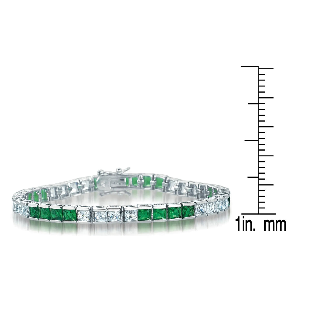 Collette Z Sterling Silver Green and Clear Cubic Zirocnia Skinny Bracelet