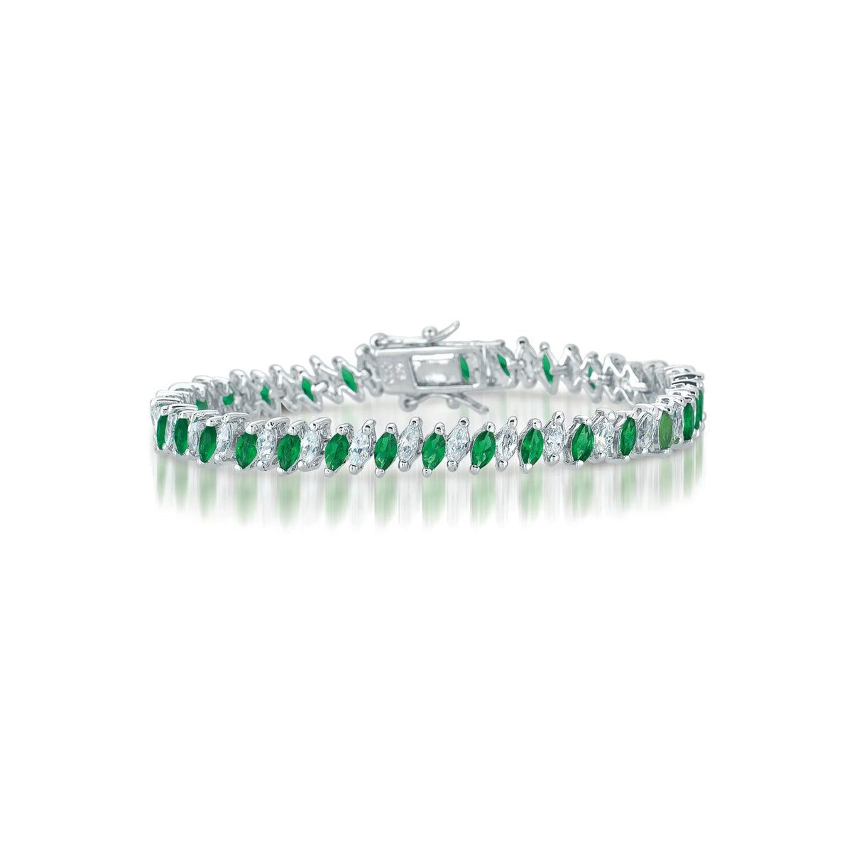 Collette Z Sterling Silver Green Cubic Zirconia Tennis Bracelet
