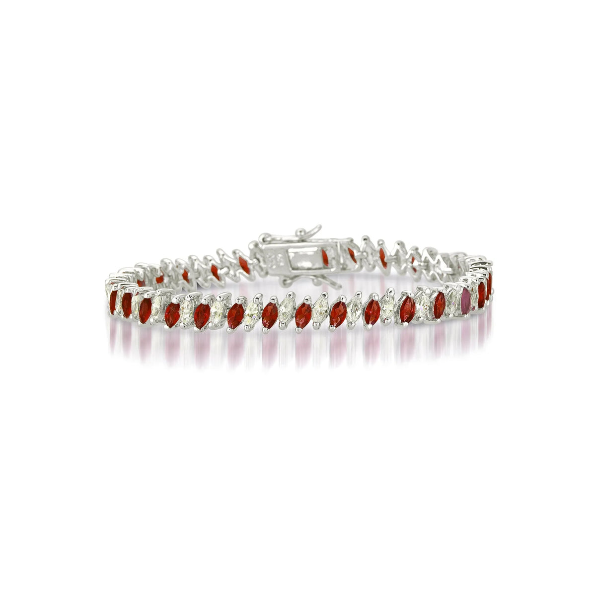 Collette Z Sterling Silver Red Cubic Zirconia Tennis Bracelet