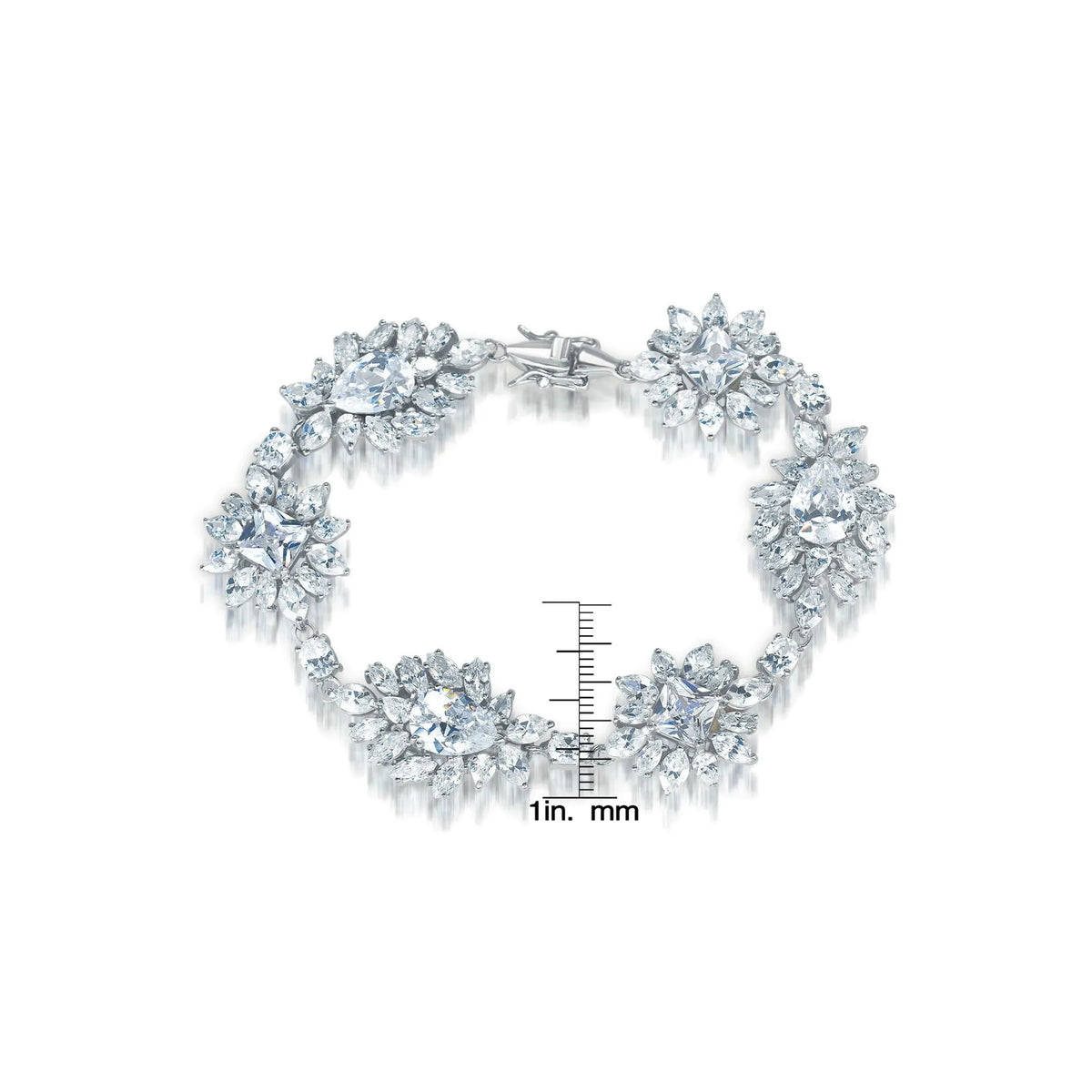 Collette Z Sterling Silver Cubic Zirconia Bracelet With Flower Motif