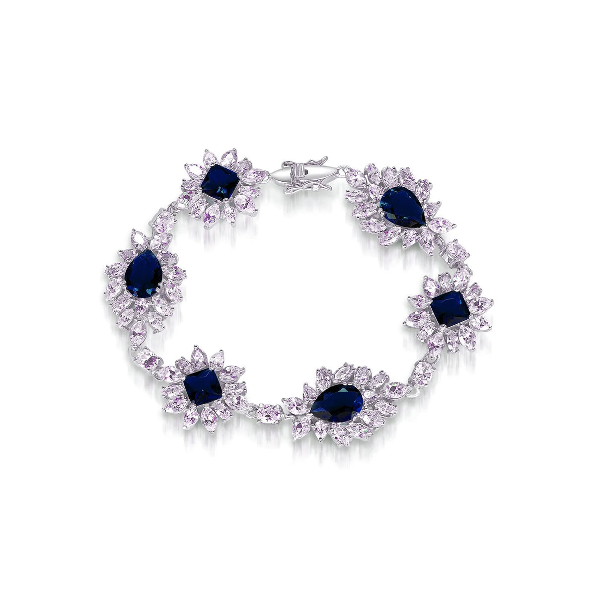 Collette Z Sterling Silver Blue and White Cubic Zirconia Dazzling Bracelet