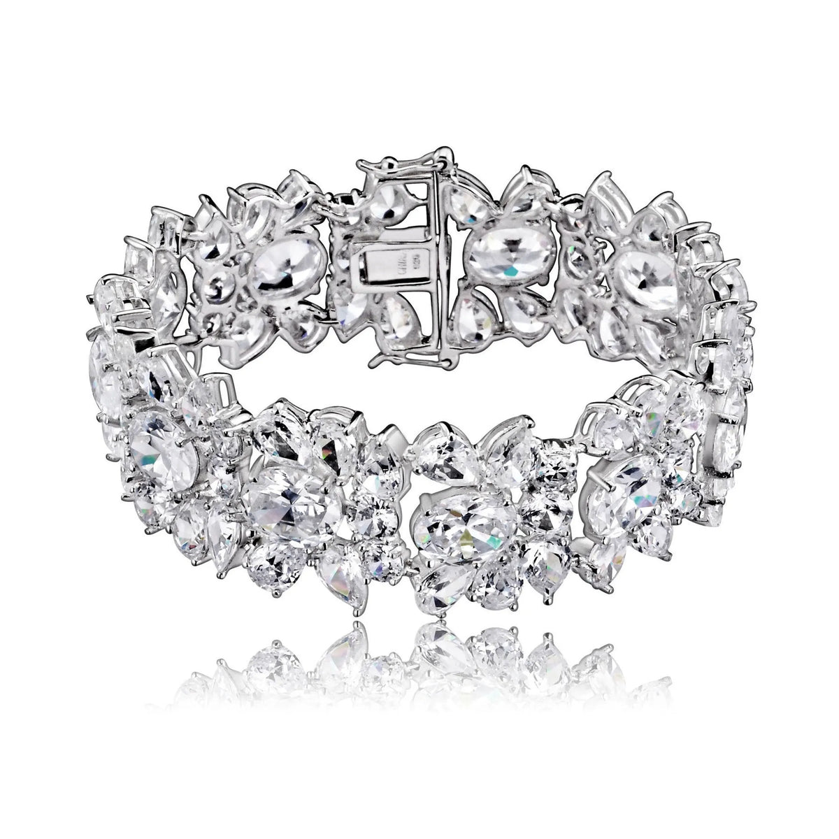 Collette Z Sterling Silver Cubic Zirconia Elegant Cuff Bracelet