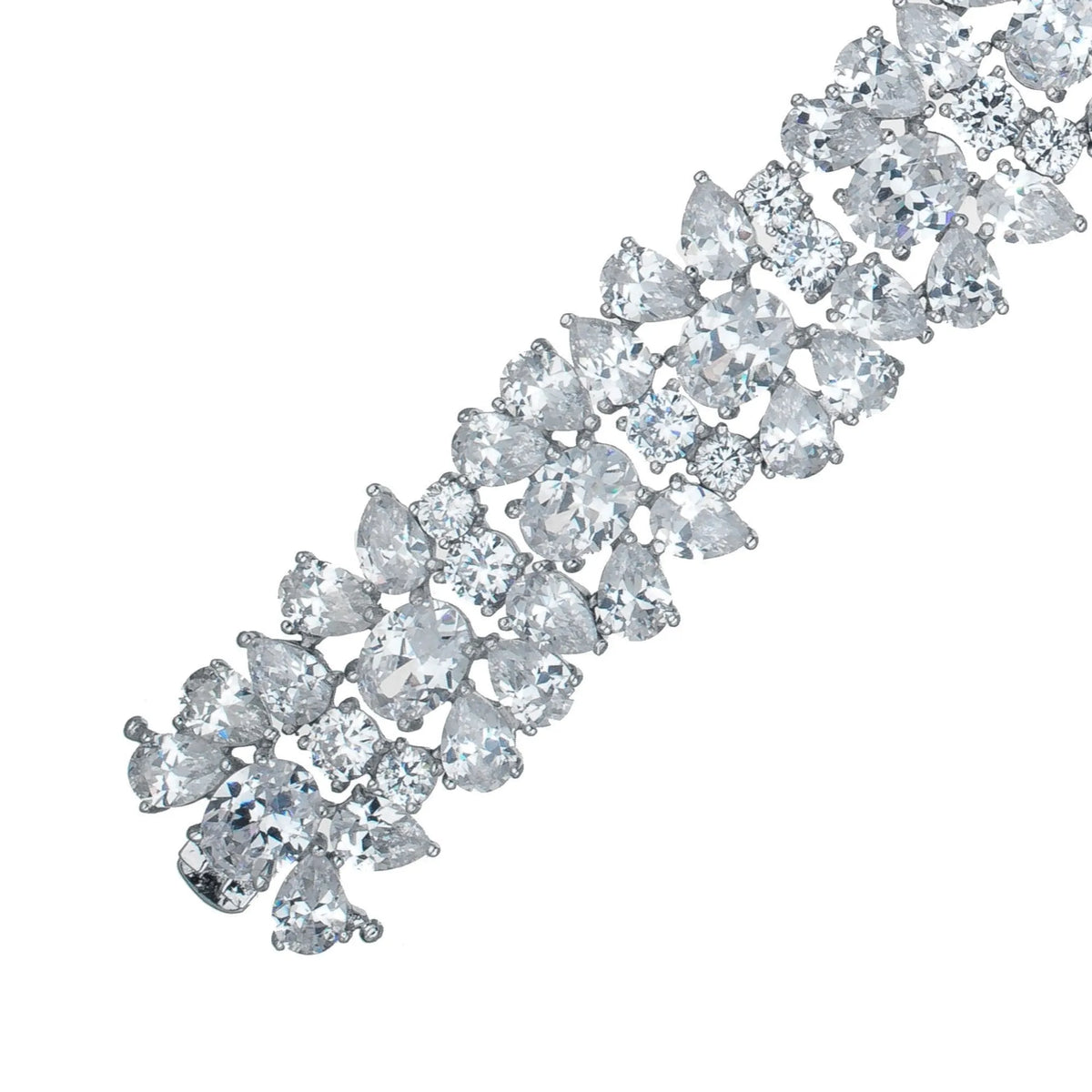 Collette Z Sterling Silver Cubic Zirconia Elegant Cuff Bracelet