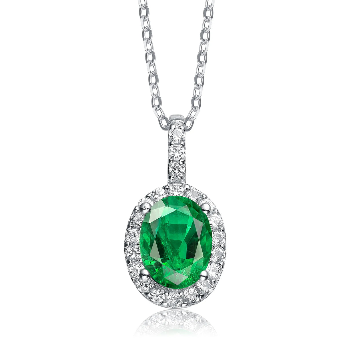 Collette Z Sterling Silver Genuine Green Cubic Zirconia Oval Necklace