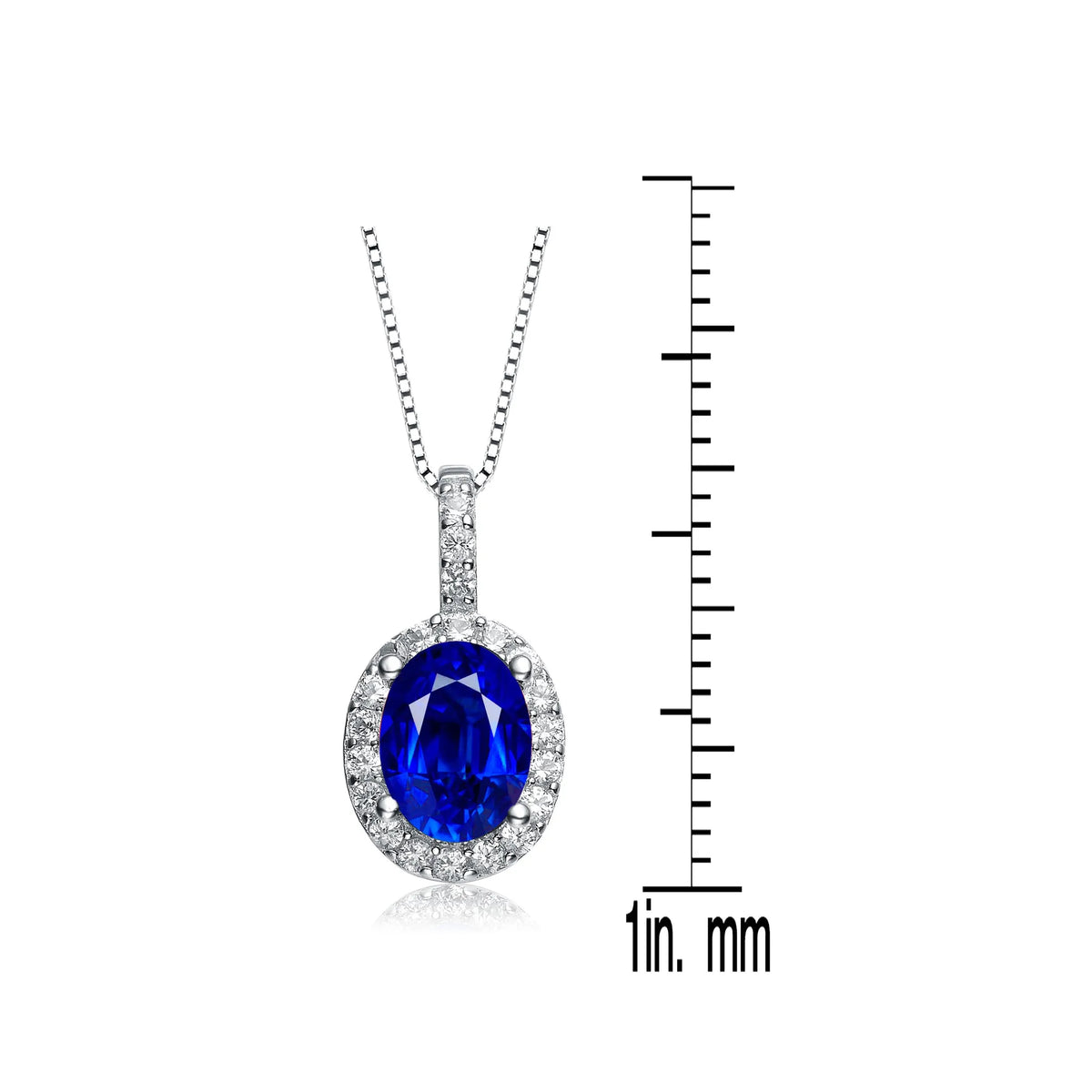 Collette Z Sterling Silver Genuine Sapphire Cubic Zirconia Oval Necklace