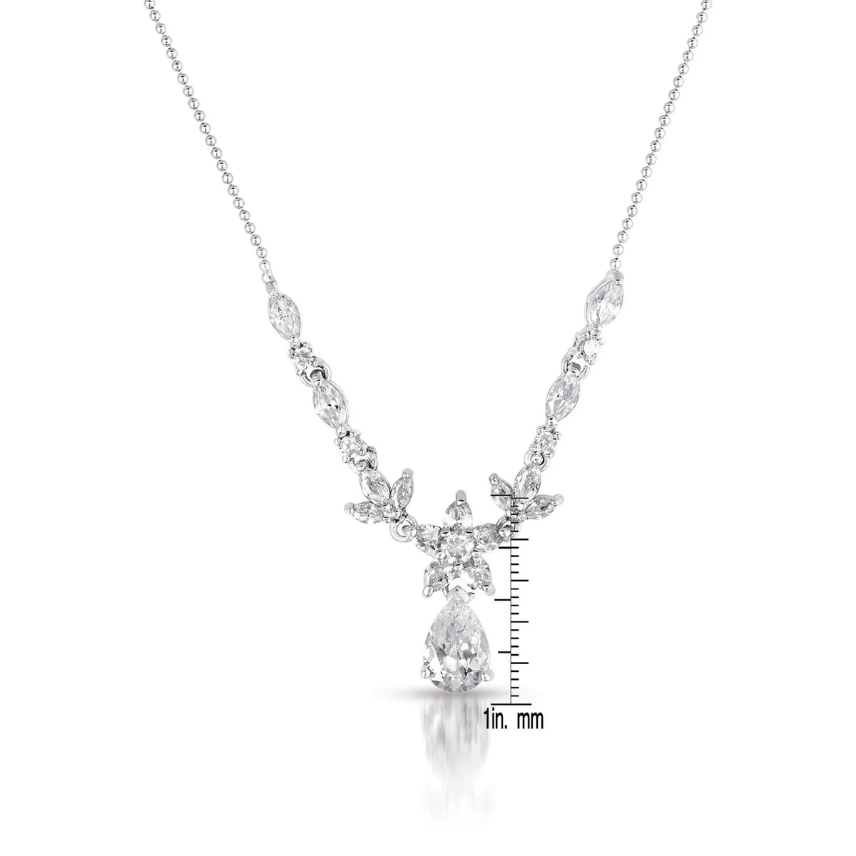 Collette Z Sterling Silver White Cubic Zirconia Stones Necklace