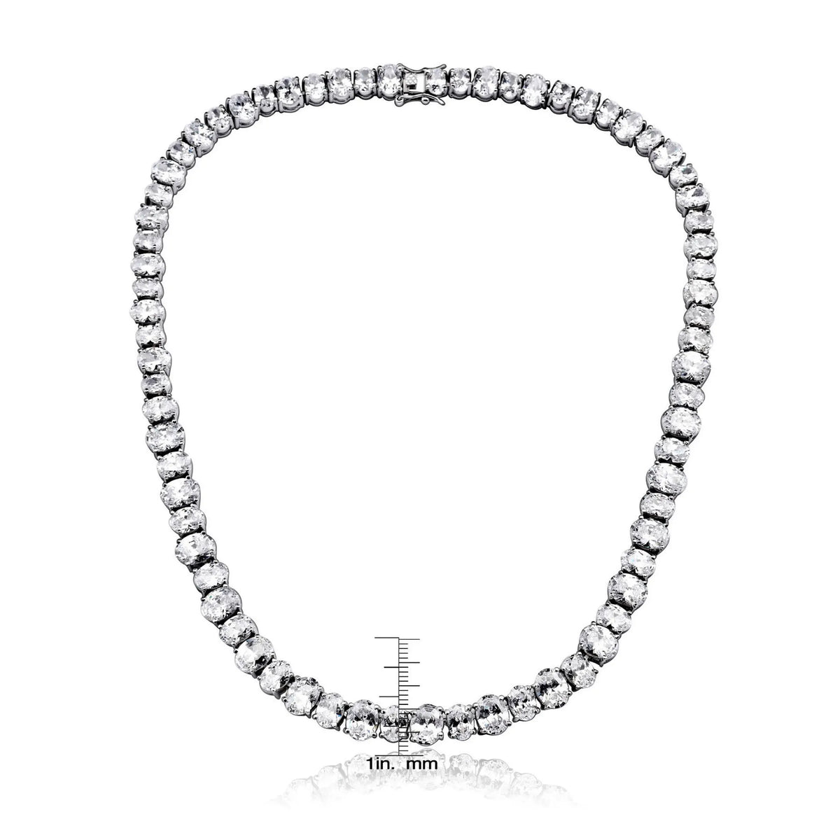 Collette Z Sterling Silver Clear Cubic Zirconia Graduated Solitaire Necklace