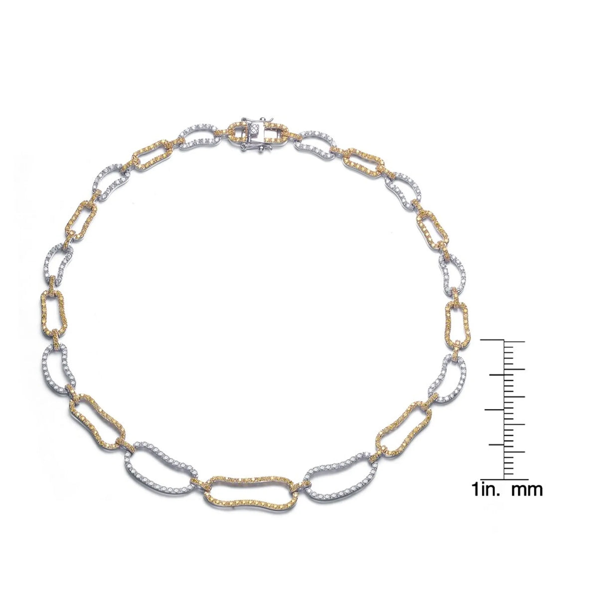 Collette Z Sterling Silver Clear and Yellow Cubic Zirconia Bean Shape Necklace