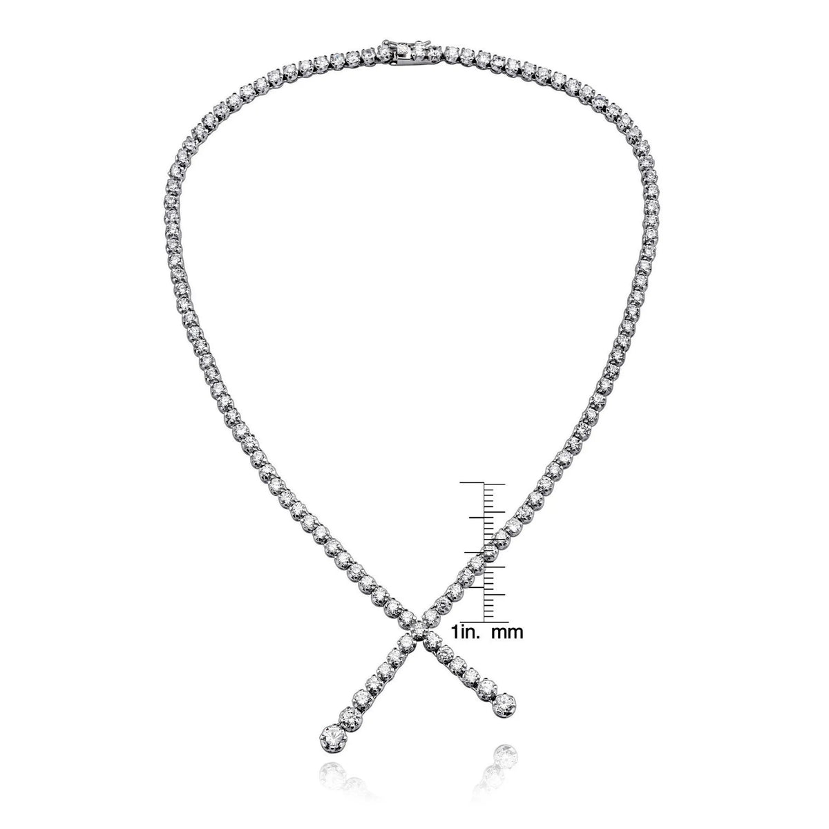 Collette Z Sterling Silver Clear Cubic Zirconia X Necklace