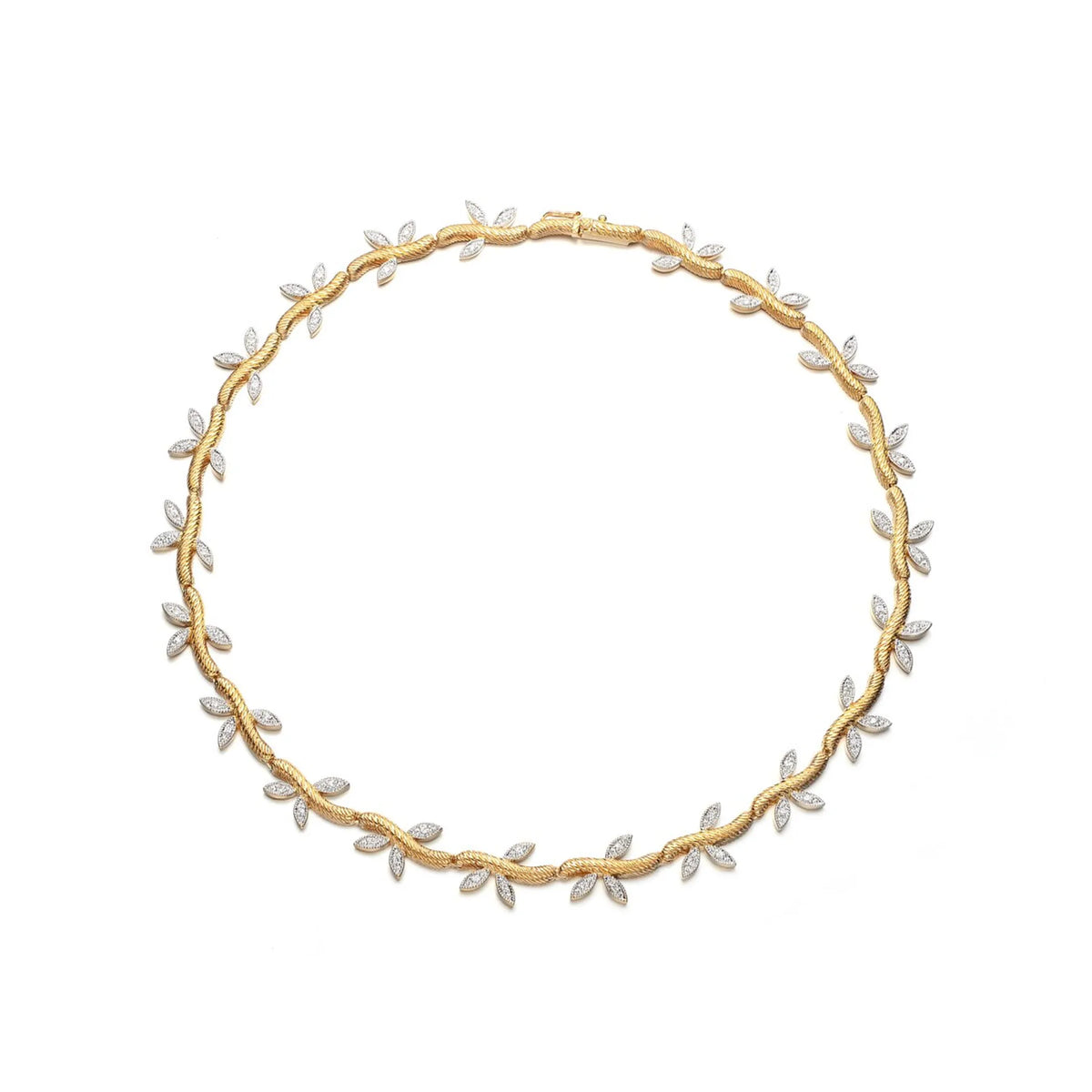Collette Z Gold Plated Cubic Zirconia Silver Leaf Necklace