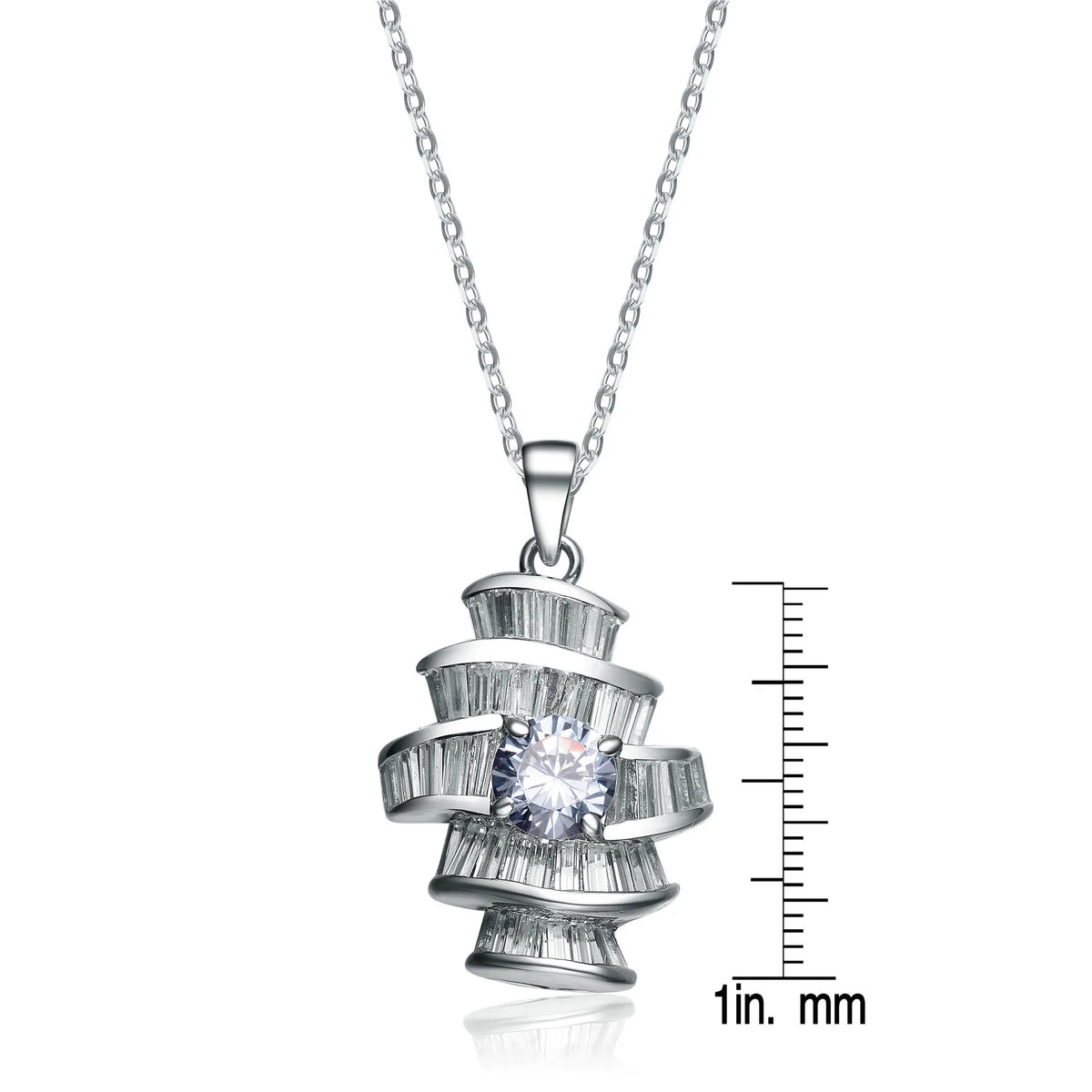 Collette Z Sterling Silver Clear and Light Blue Cubic Zirconia Solitaire Necklace