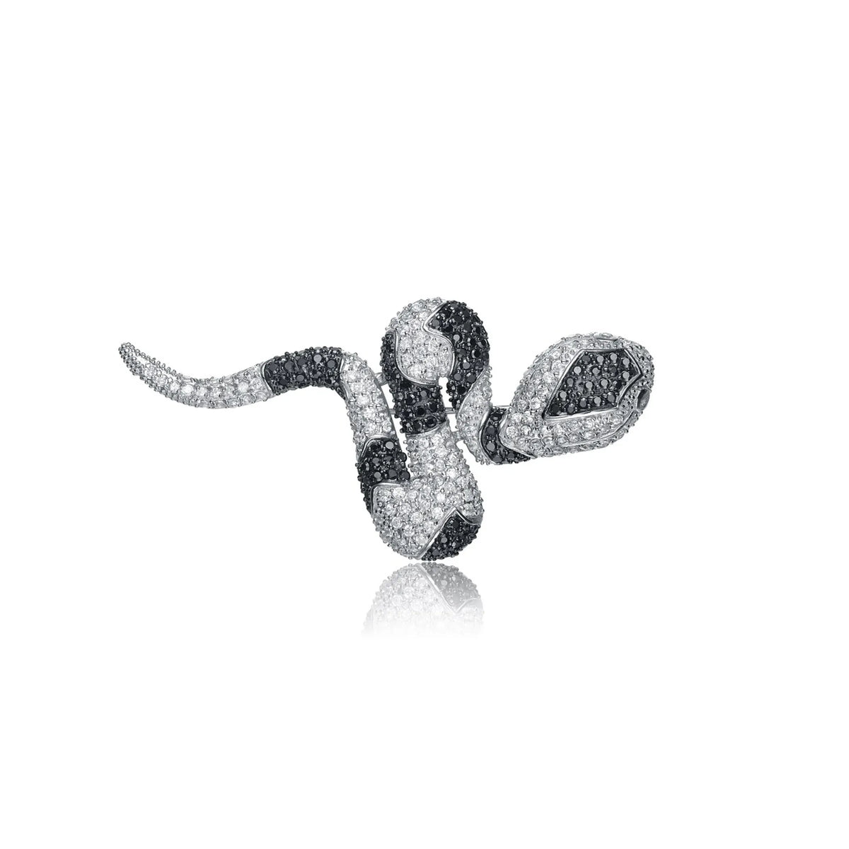 Collette Z Sterling Silver Black and Clear Cubic Zirconia Snake Pin