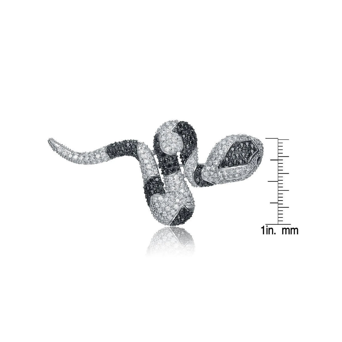 Collette Z Sterling Silver Black and Clear Cubic Zirconia Snake Pin