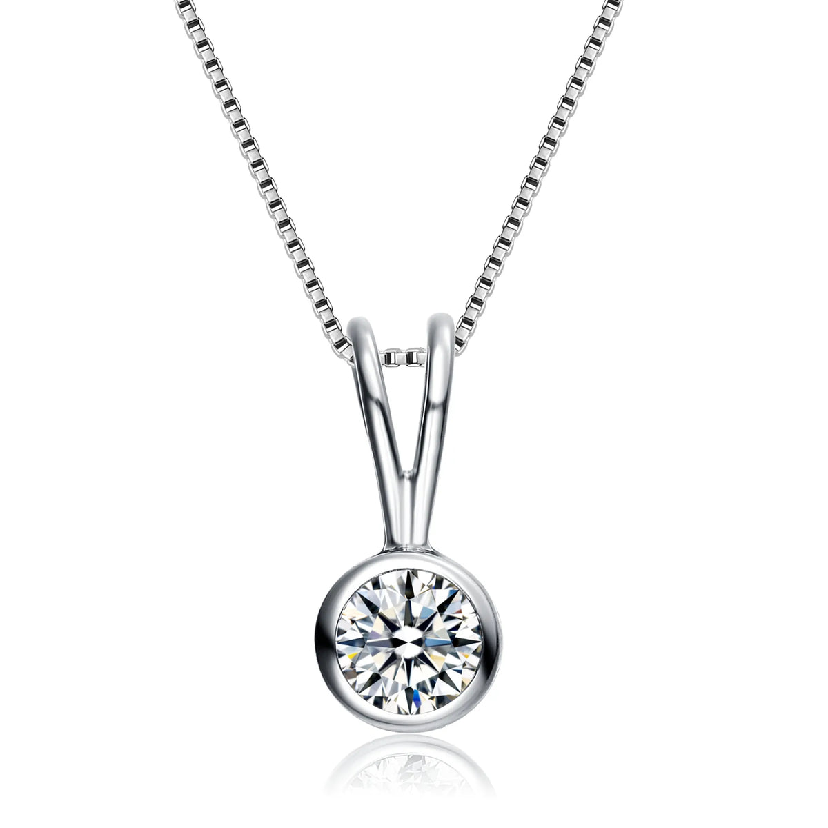 Collette Z Sterling Silver Cubic Zirconia Circle Solitaire Necklace