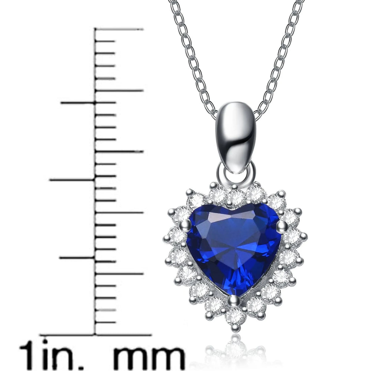 Collette Z Sterling Silver Blue Cubic Zirconia Heart-shape Necklace
