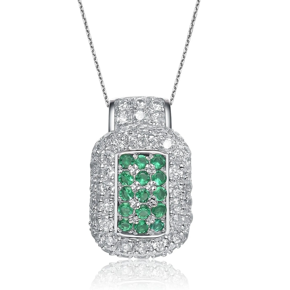 Collette Z Sterling Silver Green Cubic Zirconia Square Pendant