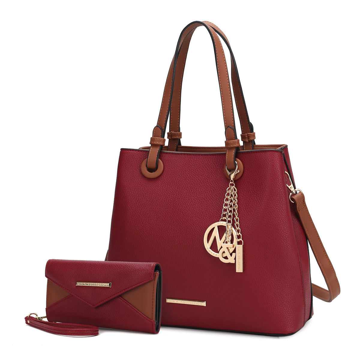 Kearny Vegan Leather Womens Tote Bag and Wallet- 2 PCS