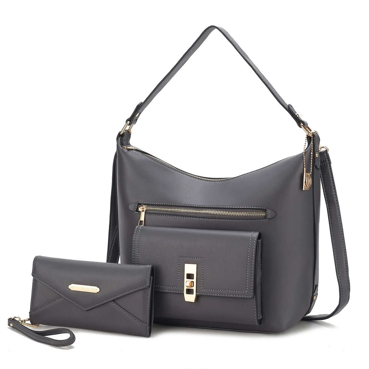 Clara Vegan Leather Womens Shoulder Bag & Wristlet Wallet