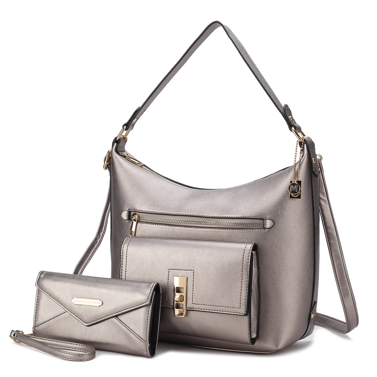 Clara Vegan Leather Womens Shoulder Bag & Wristlet Wallet