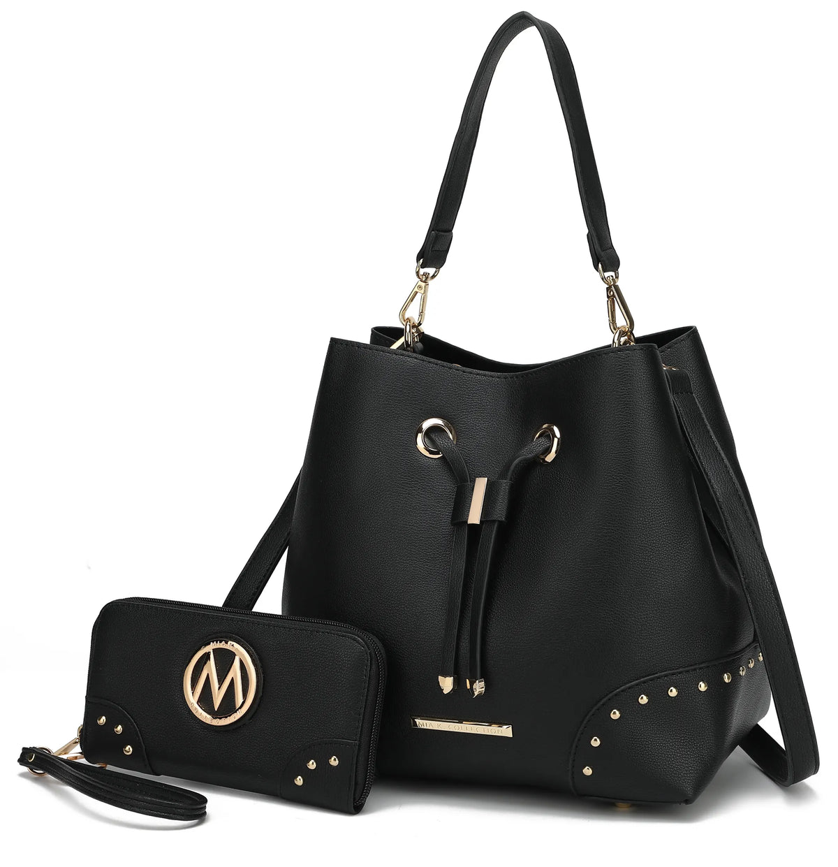 Callie Solid Bucket Bag with Matching Wallet