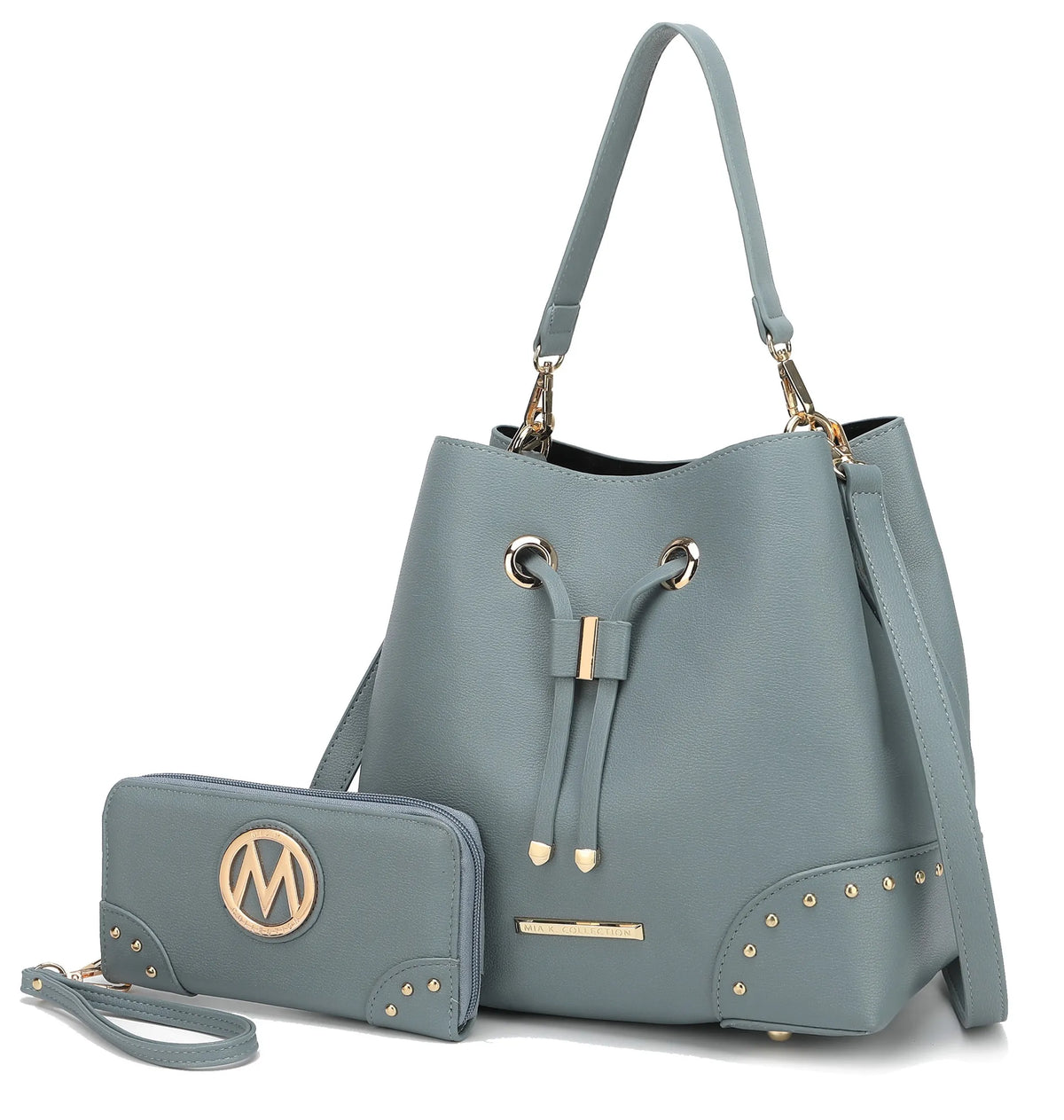 Callie Solid Bucket Bag with Matching Wallet