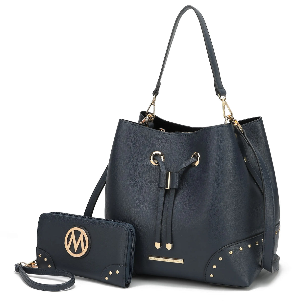 Callie Solid Bucket Bag with Matching Wallet