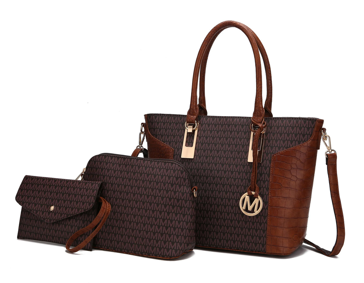 Shonda 3PC Tote Handbag Vegan Leather Women