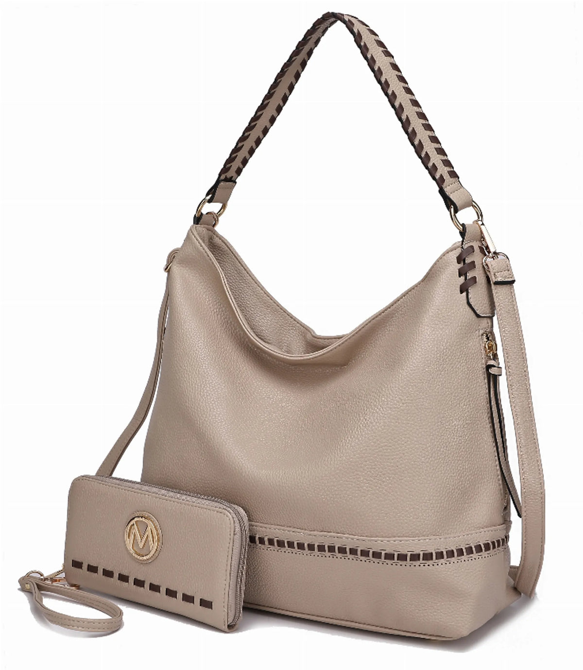 Blake two-tone whip stitches Vegan Leather Women's Shoulder bag with Wallet