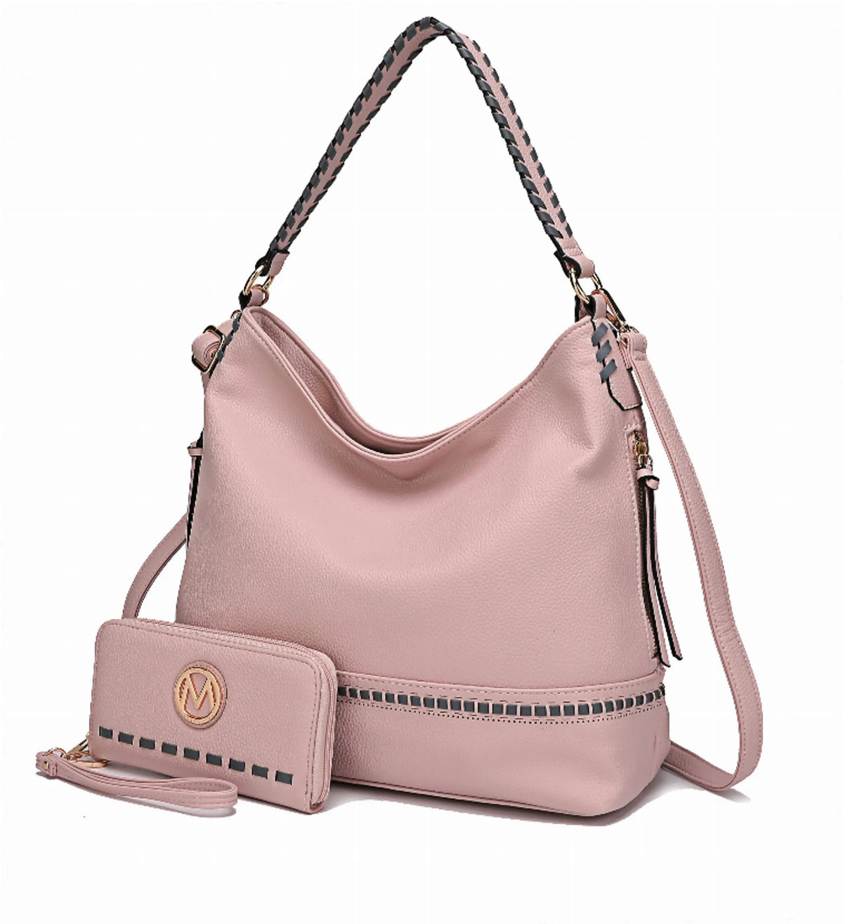 Blake two-tone whip stitches Vegan Leather Women's Shoulder bag with Wallet