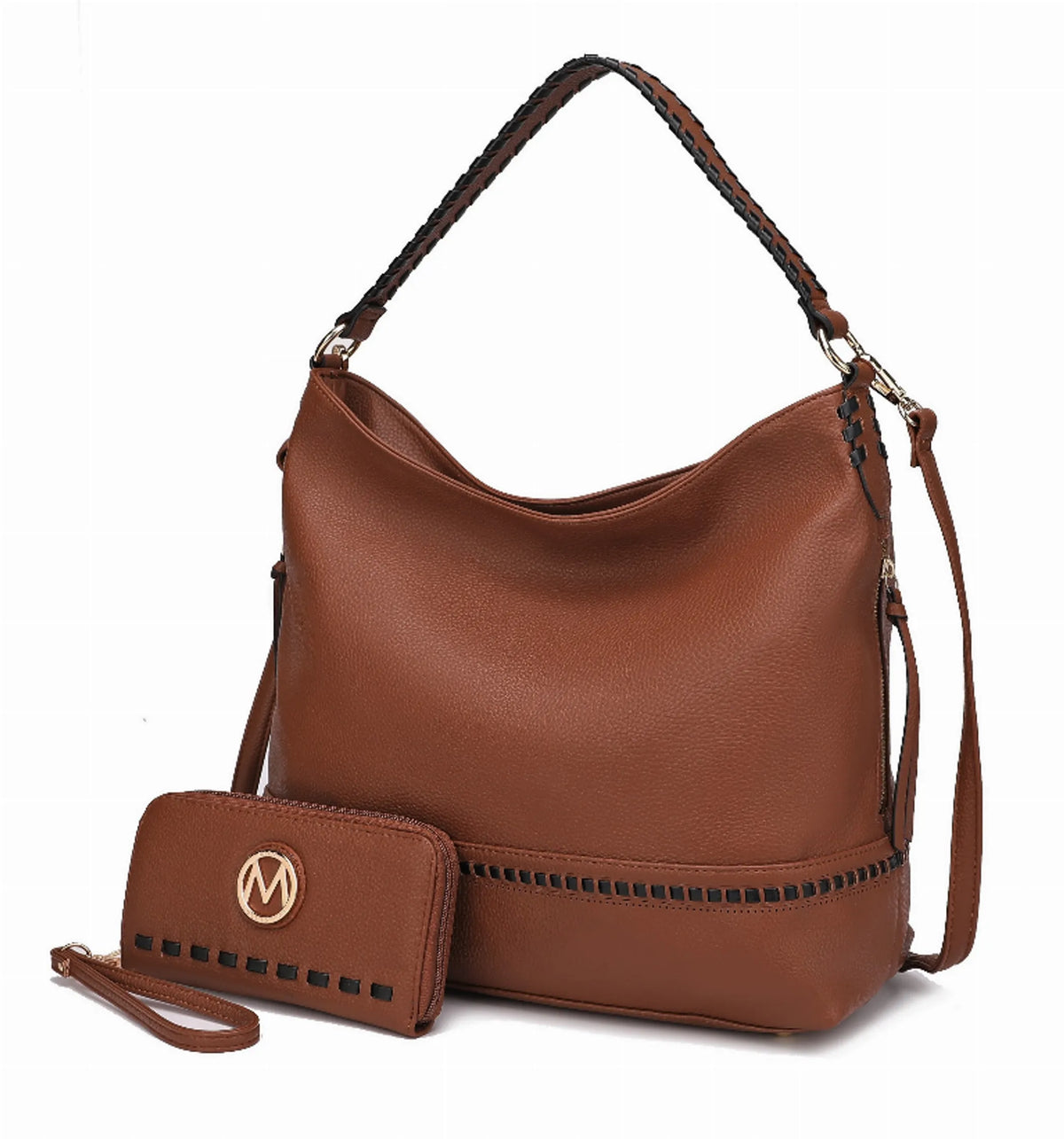 Blake two-tone whip stitches Vegan Leather Women's Shoulder bag with Wallet