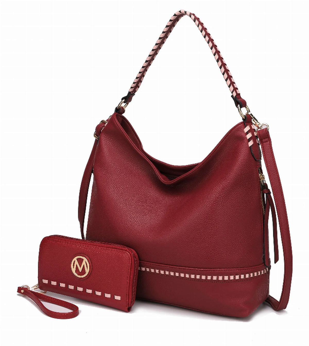 Blake two-tone whip stitches Vegan Leather Women's Shoulder bag with Wallet