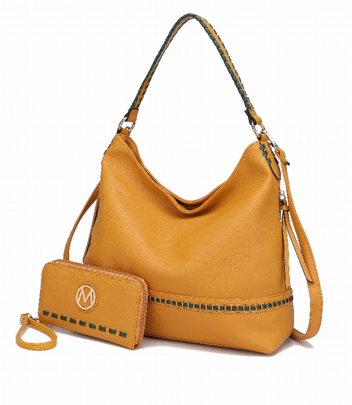 Blake two-tone whip stitches Vegan Leather Women's Shoulder bag with Wallet