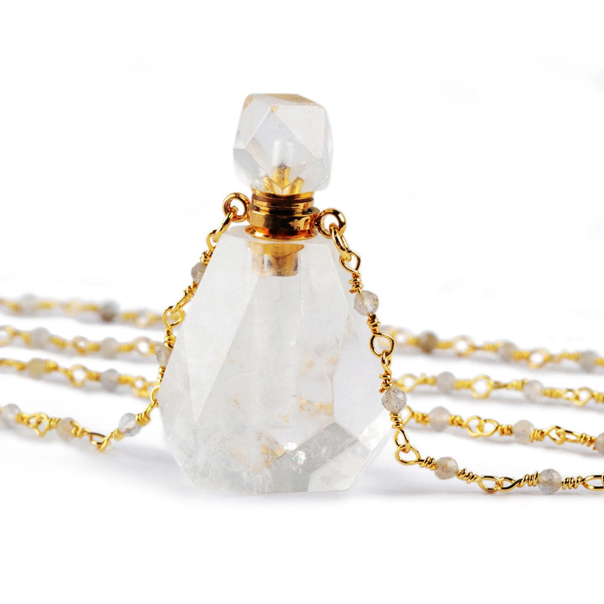 Quartz Perfume Bottle Necklace