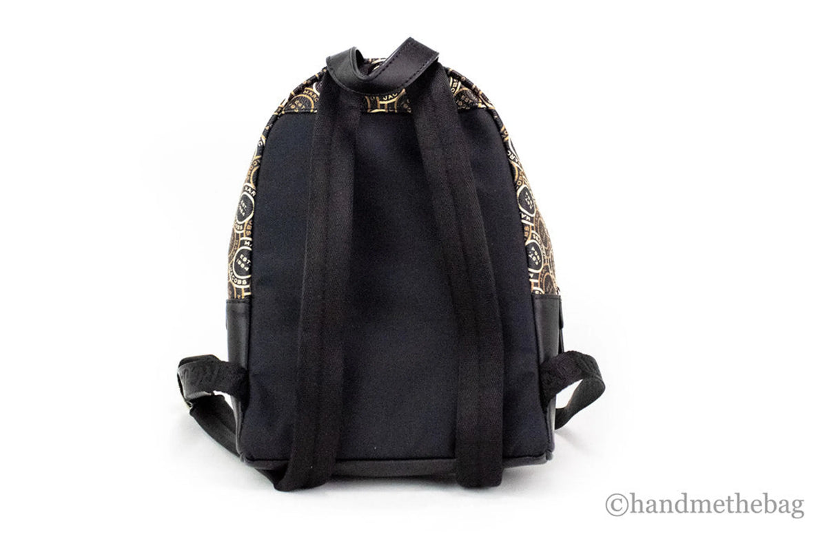Marc Jacobs Signet Mini Black Logo Printed Leather Backpack