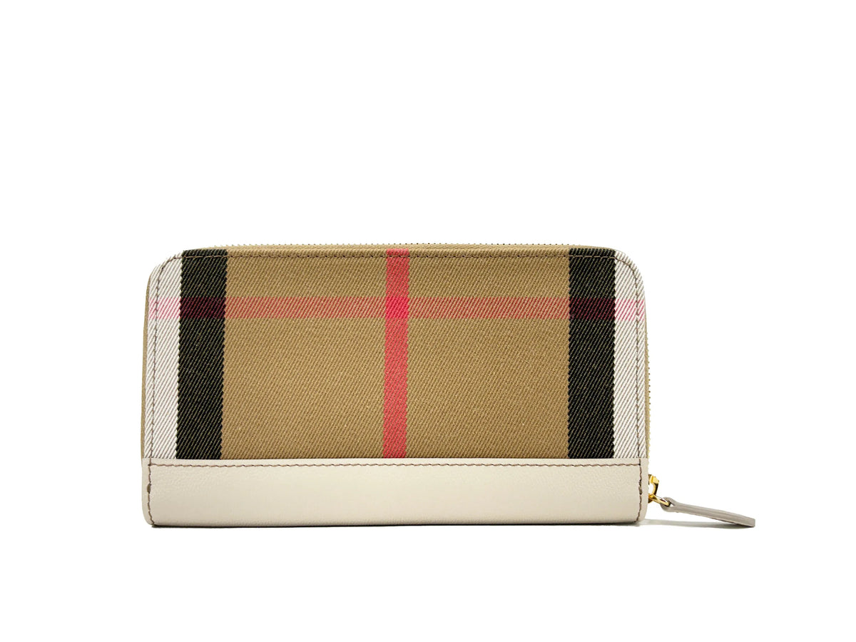 Burberry Check Zip Around Wallet