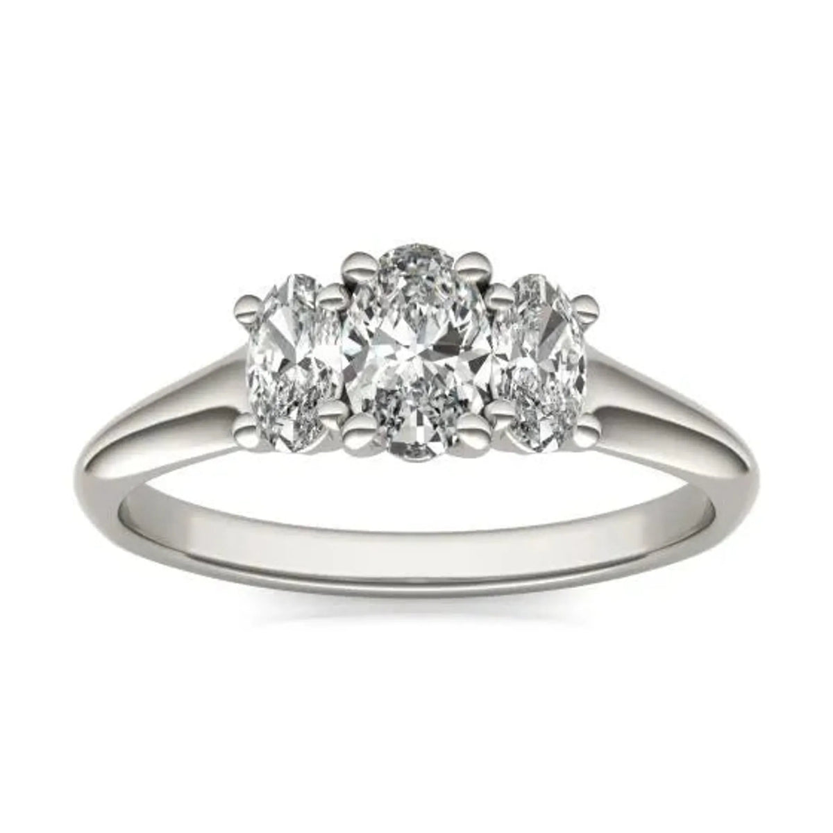 1 CTW Oval Lab Grown Diamond Three Stone Engagement Ring 14K White Gold (G-VS)