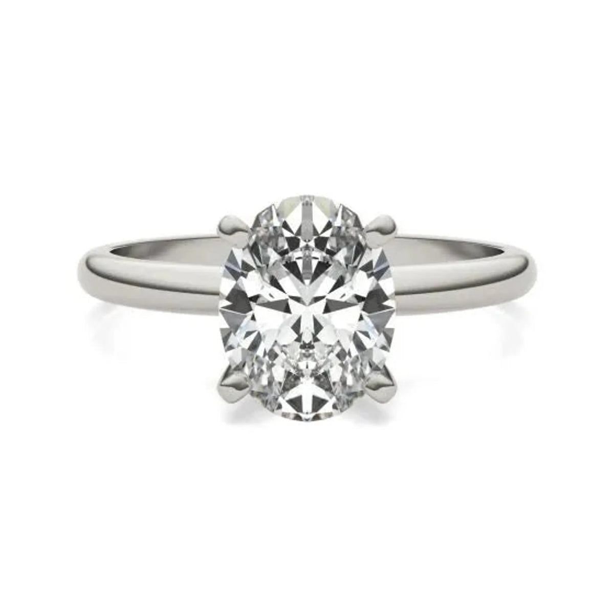 2 CTW Oval Lab Grown Diamond Solitaire Engagement Ring 14K White Gold (G-VS)
