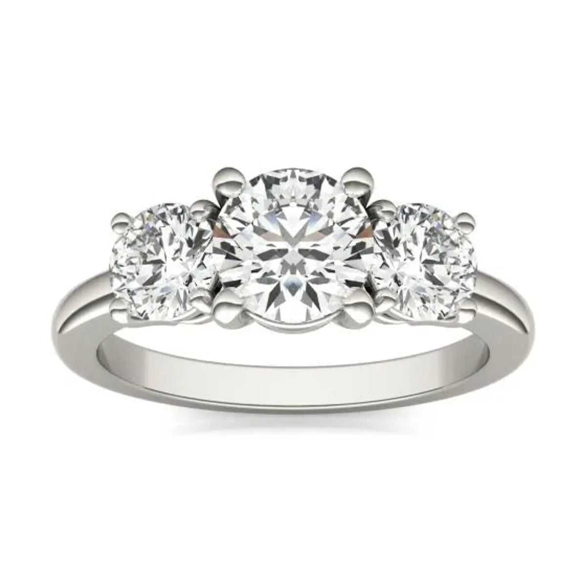 2 CTW Round Lab Grown Diamond Classic Three Stone Engagement Ring in 14K White Gold (G-VS)