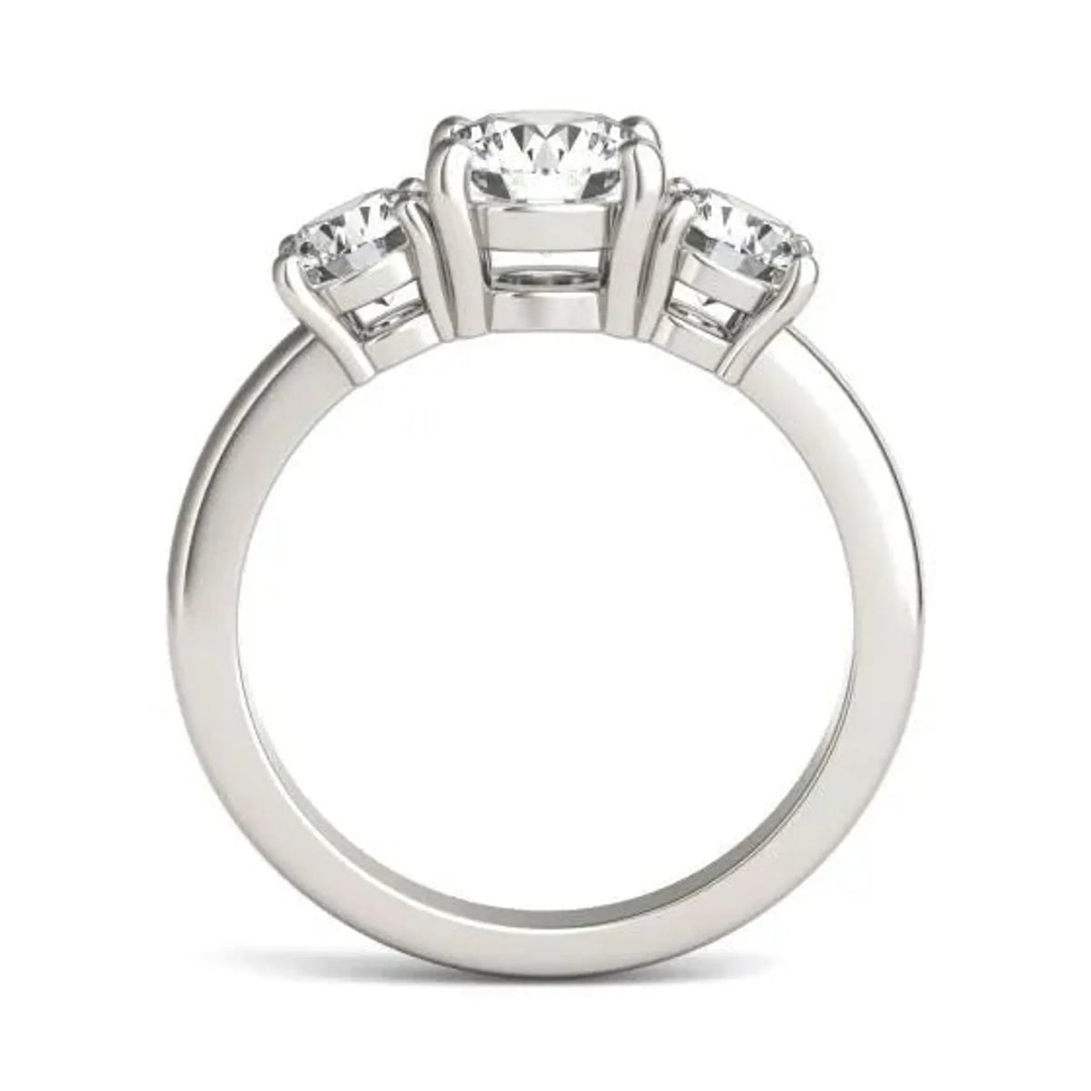 2 CTW Round Lab Grown Diamond Classic Three Stone Engagement Ring in 14K White Gold (G-VS)