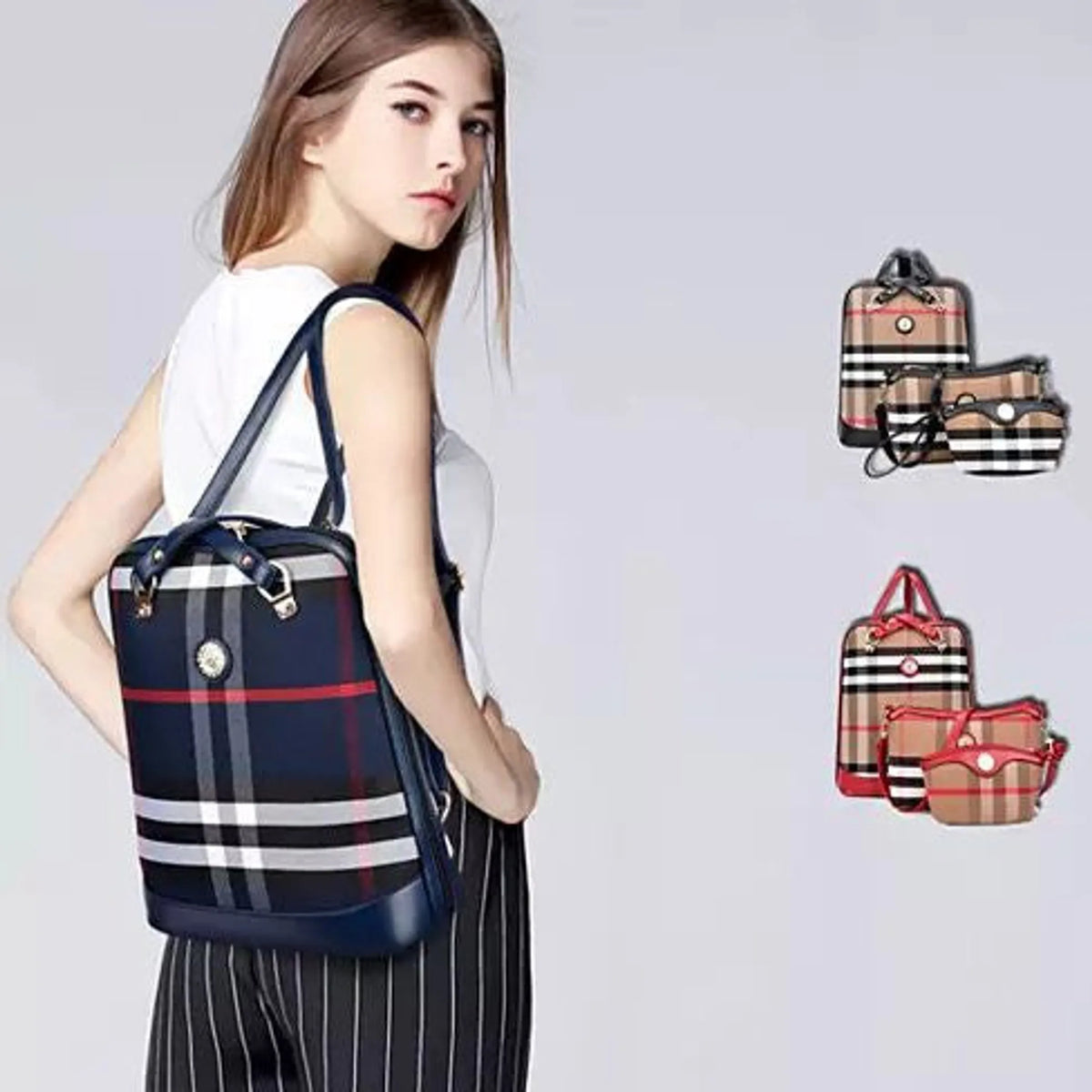 Posh And Cool Convertible 3 in 1 Backpack in Plaid