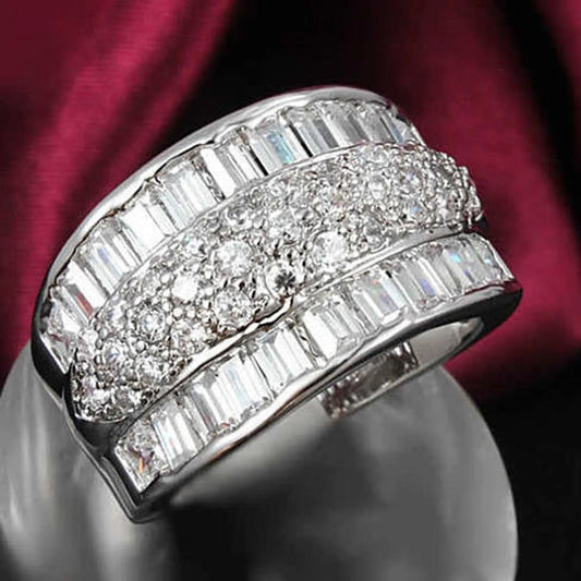 Regal Baguette And CZ Statement Band Ring - Pack Of: 1