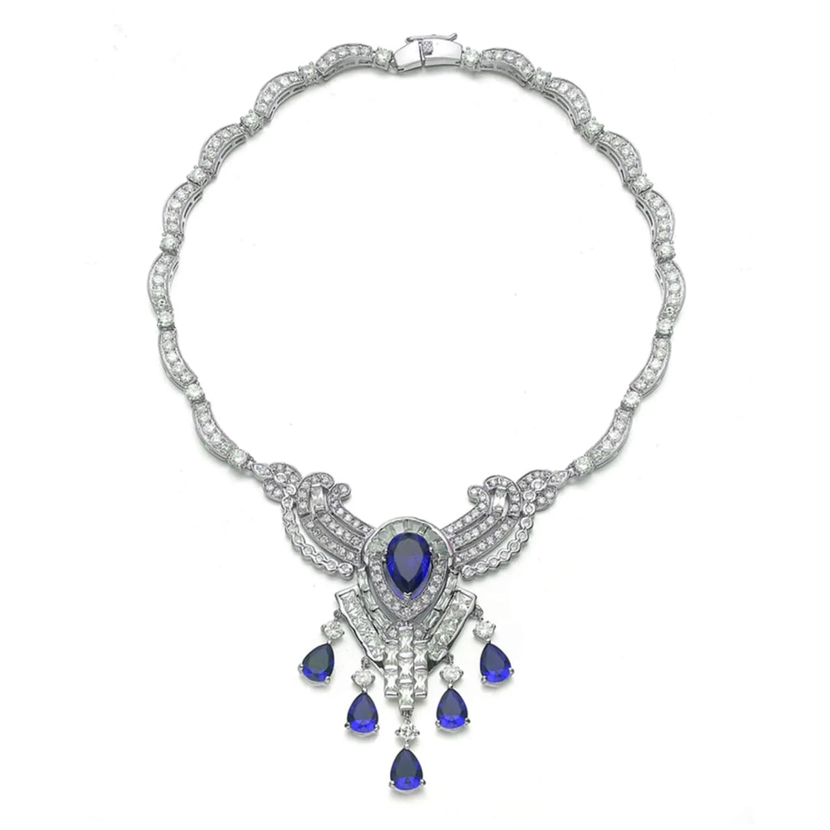 Collette Z Sterling Silver Blue Cubic Zirconia Dangle Necklace