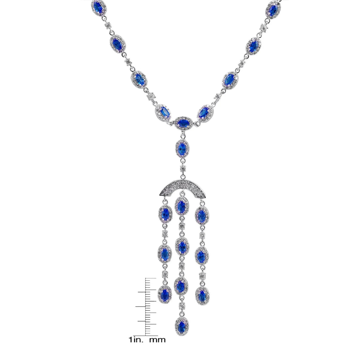 Collette Z Sterling Silver Blue Cubic Zirconia Dangle Necklace
